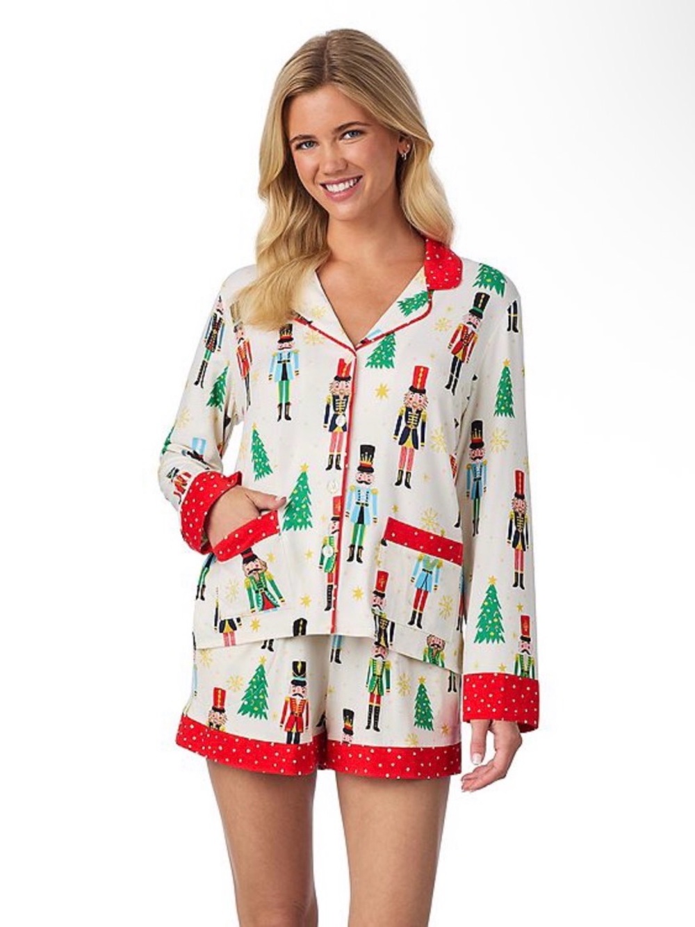 Beauty Sleep Social 2 Piece Belle Long Sleeve Pajama Top & Pajama Shorts Set